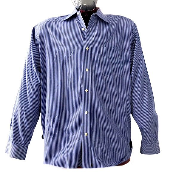 Gap Classic men’s long sleeve blue white pin stripe shirt front pocket size XL - Picture 1 of 7
